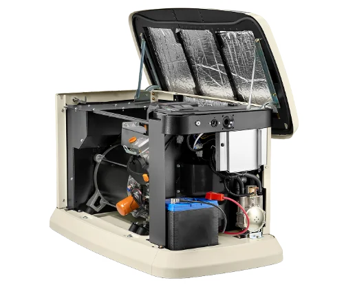 Standby generator installed outside home